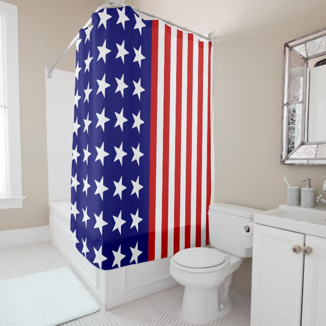 Rideaux De Douche Motif de conception drapeau américain personnalisé (En situation)
