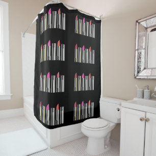 Rideaux De Douche Motif de cosmétique chrome rose rouge noir