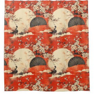Rideaux De Douche Motif de couple de kimono romantique Sakura (1)