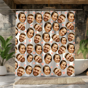 Rideaux De Douche Motif de couple drôle cœur photo de visage personn