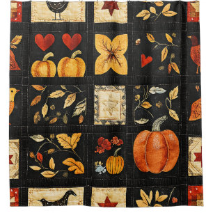 Rideaux De Douche Motif de courtepointe d'art populaire d'automne   