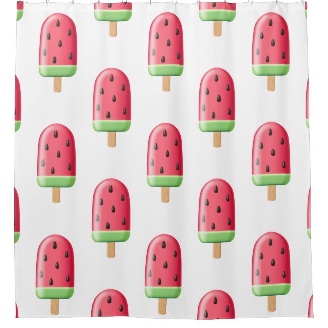 Rideaux De Douche Motif de crème glacée fraise rouge (Devant)
