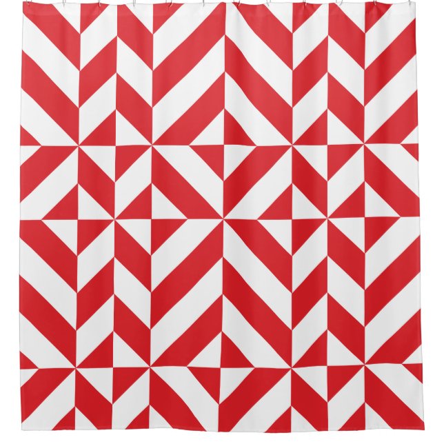 Rideaux De Douche Motif de cubes géométriques rouge cerise (Devant)