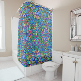 Rideaux De Douche Motif de de permules psychédéliques colorées