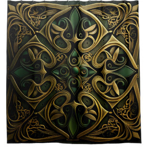 Rideaux De Douche Motif de décoration en bronze vert