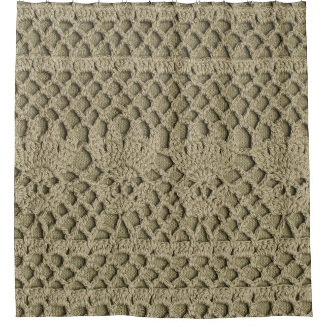 Rideaux De Douche Motif de dentelle artisanale vert olive (Devant)