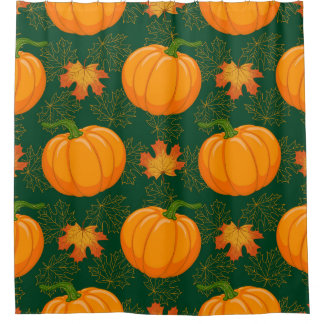 Rideaux De Douche Motif de départ d'automne du Citrouille orange