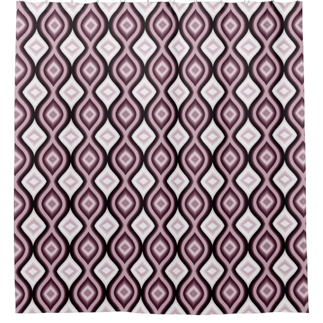 Rideaux De Douche Motif de diamant rouge prune contemporain (Devant)