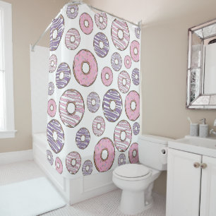 Rideaux De Douche Motif De Donuts, Donuts Roses, Donuts Violets