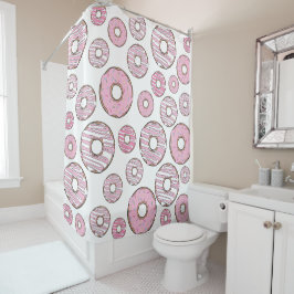 Rideaux De Douche Motif De Donuts, Donuts Roses, Saupoudrages