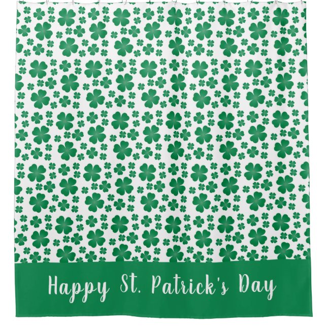 Rideaux De Douche Motif de fermeture à quatre feuilles vert (Devant)