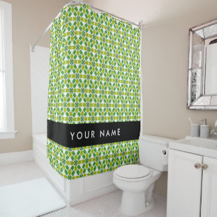 Rideaux De Douche Motif de feuille, feuilles vertes, votre nom
