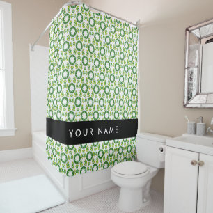 Rideaux De Douche Motif de feuille, feuilles vertes, votre nom