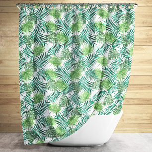 Rideaux De Douche Motif de feuilles de palmier tropical vert