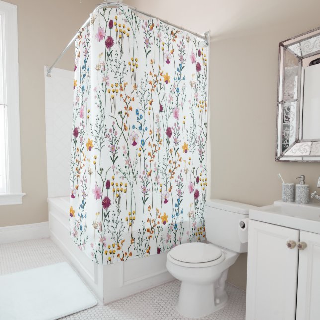 Rideaux De Douche Motif de fleur sauvage d'été (En situation)
