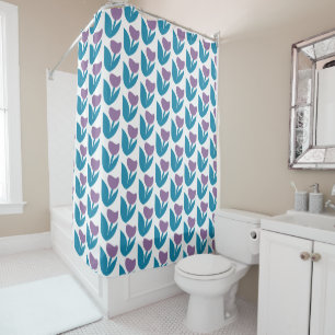 Rideaux De Douche Motif de fleurs Abstrait violet et bleu