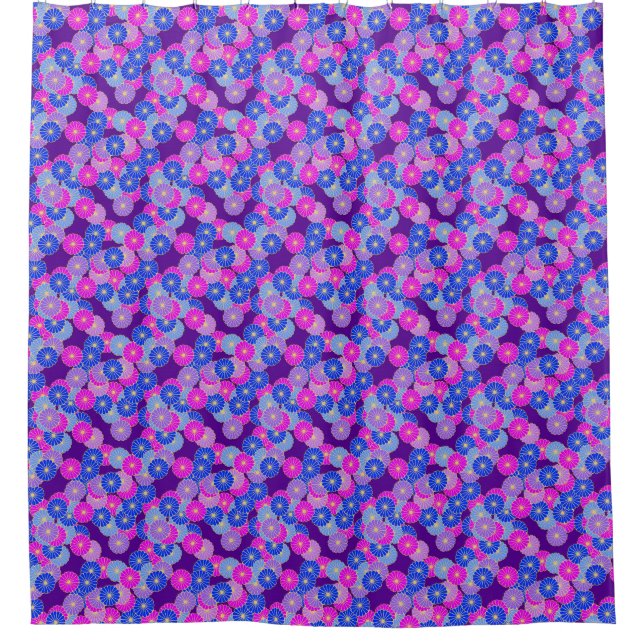 Rideaux De Douche Motif de fleurs Art Déco - violet, bleu et violet (Devant)