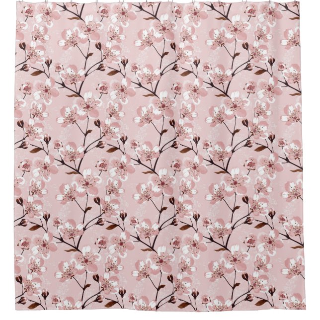 Rideaux De Douche Motif de fleurs de fleurs de cerisier (Devant)