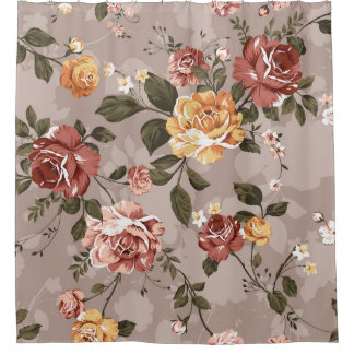 Rideaux De Douche motif de fleurs design textile illustration textil