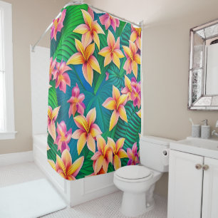 Rideaux De Douche Motif de fleurs tropicales hawaïennes