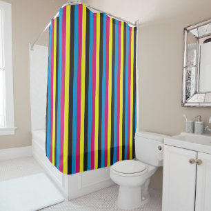 Rideaux De Douche motif de fond à rayures cmyk graphique couleur cya