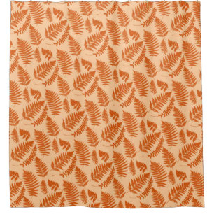 Rideaux De Douche Motif de fougères boisées, Pastel Orange