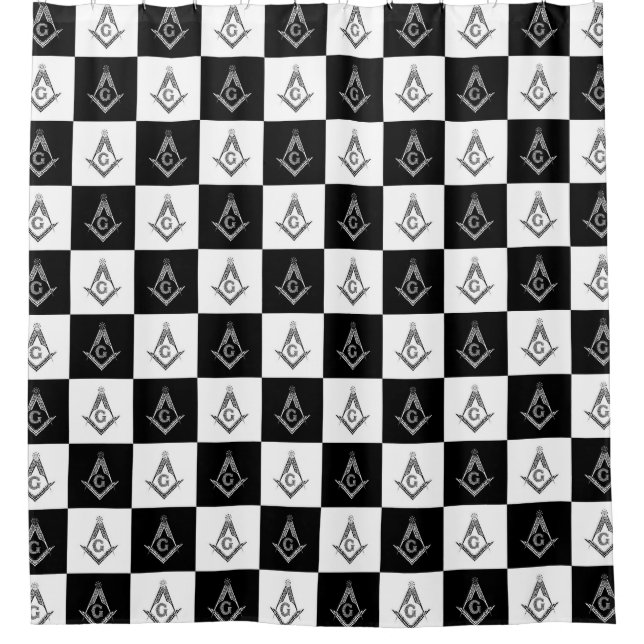 Rideaux De Douche Motif de Freemason À damiers (Devant)