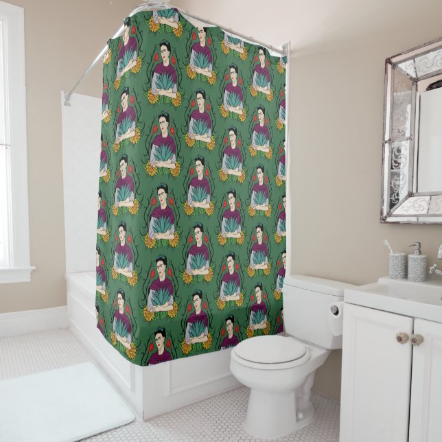 Rideaux De Douche Motif de Frida Kahlo | MI Mexique Lindo (En situation)
