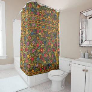 Rideaux De Douche Motif de jardin botanique antique vibrant
