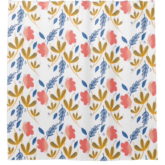 Rideaux De Douche Motif de jardin de fleurs verdoyantes colorées (Devant)