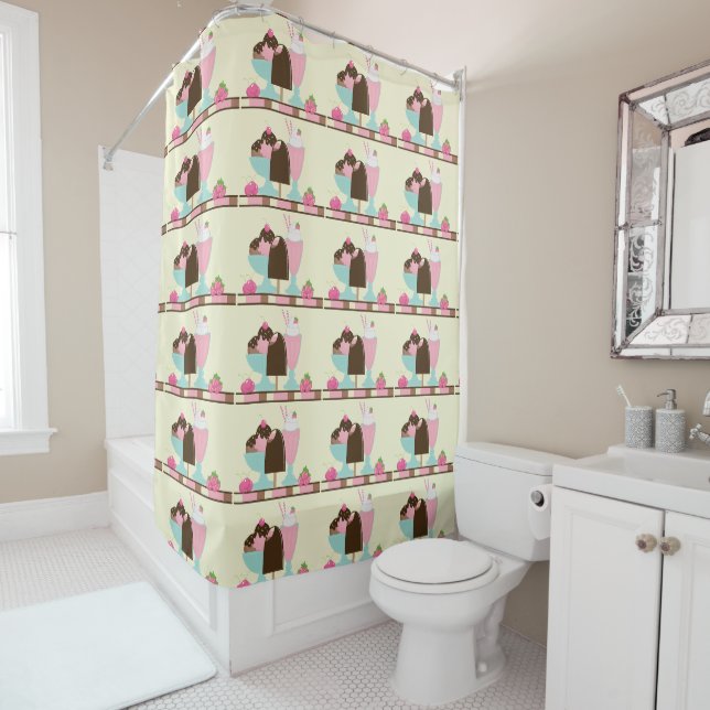 Rideaux De Douche Motif de la crème glacée douce (En situation)