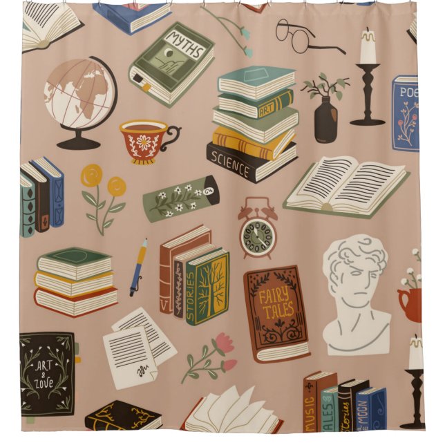 Rideaux De Douche Motif de livre (Devant)