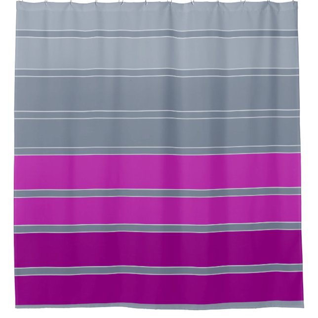 Rideaux De Douche Motif de mode gris rayé violet (Devant)