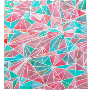 Rideaux De Douche Motif de mosaïque abstraite aquarelle