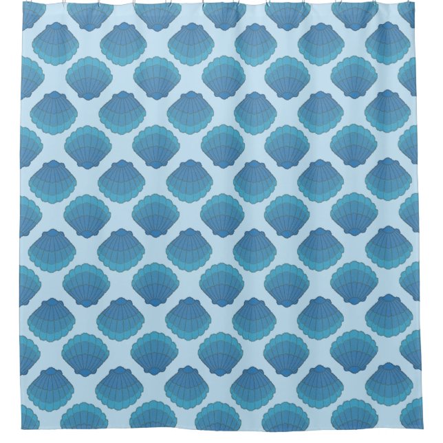 Rideaux De Douche Motif de mosaïque Blue Seashell (Devant)
