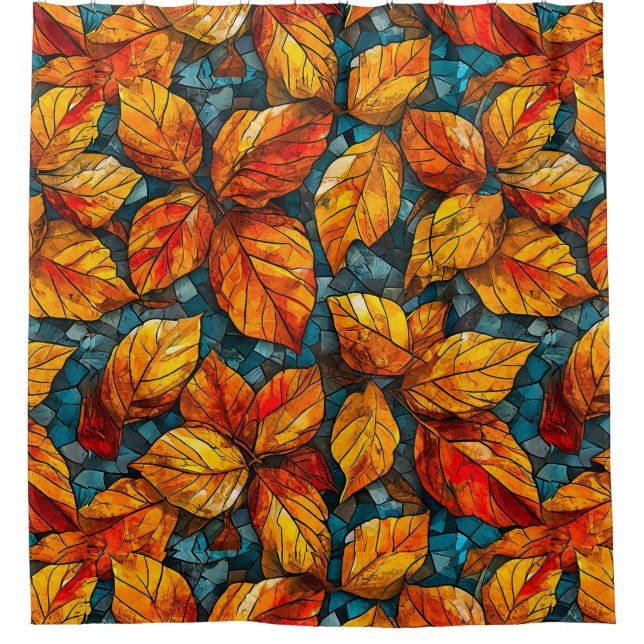 Rideaux De Douche Motif de mosaïque d'automne (Devant)