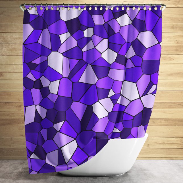 Rideaux De Douche Motif de mosaïque géométrique violet moderne (Modern Purple Geometric Mosaic Pattern Shower Curtain)
