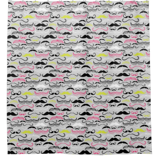 Rideaux De Douche Motif de moustache, rétro style (Devant)