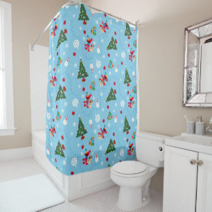 Rideaux De Douche Motif de Noël bleu Elmo & Tango