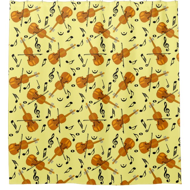Rideaux De Douche Motif de notes de musique violon (Devant)