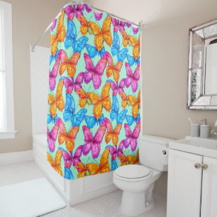 Rideaux De Douche Motif de papillons colorés