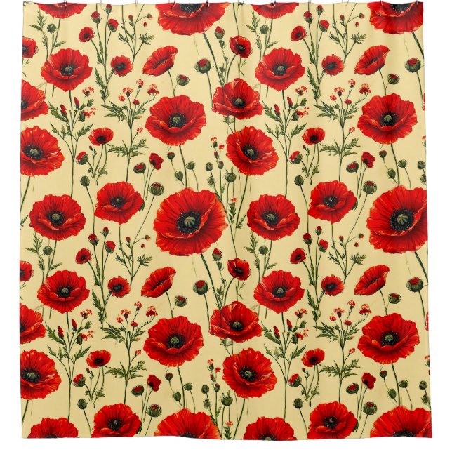 Rideaux De Douche Motif de pavots rouges (Devant)