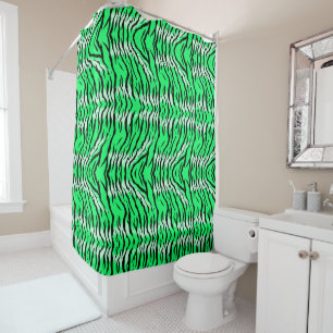 Rideaux De Douche Motif de peau d'animal Tigre Vert