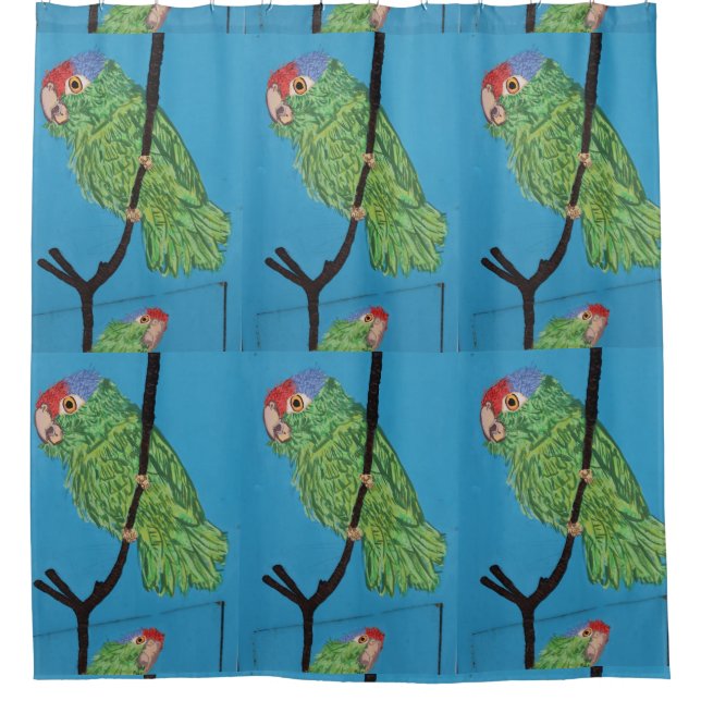 Rideaux De Douche motif de perroquets verts tropicaux (Devant)