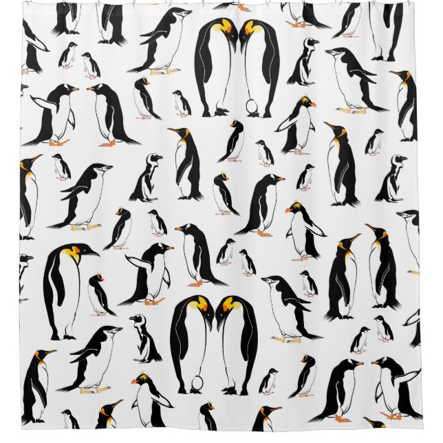 Rideaux De Douche Motif de pingouin noir et blanc (Devant)
