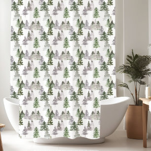 Rideaux De Douche Motif de pins rustiques