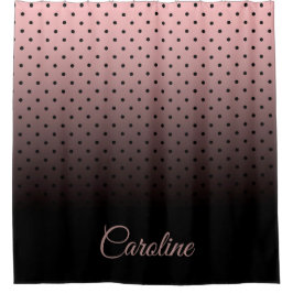 Rideaux De Douche Motif de points noirs et Roses
