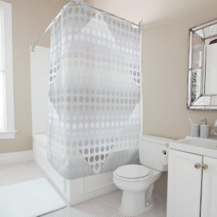 Rideaux De Douche Motif de pois élégant élégant d'argent de faux