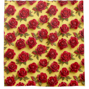 Rideaux De Douche motif de roses rouges 3d