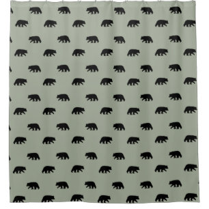 Rideaux De Douche Motif de silhouettes d'ours noir